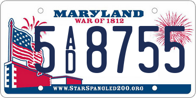 MD license plate 5AD8755