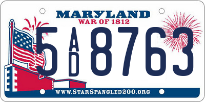 MD license plate 5AD8763