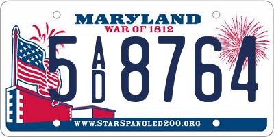 MD license plate 5AD8764