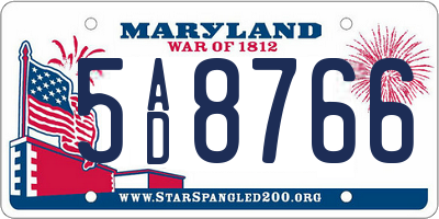 MD license plate 5AD8766