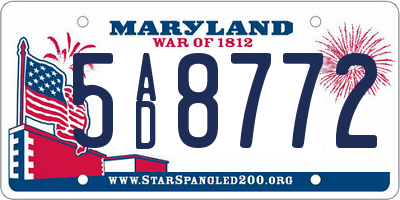 MD license plate 5AD8772