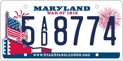 MD license plate 5AD8774