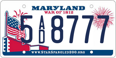 MD license plate 5AD8777