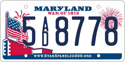 MD license plate 5AD8778