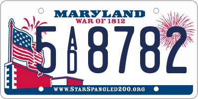 MD license plate 5AD8782