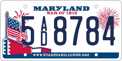 MD license plate 5AD8784