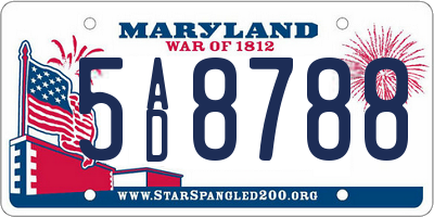 MD license plate 5AD8788