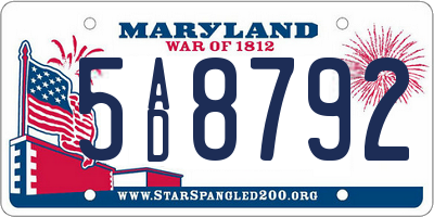 MD license plate 5AD8792