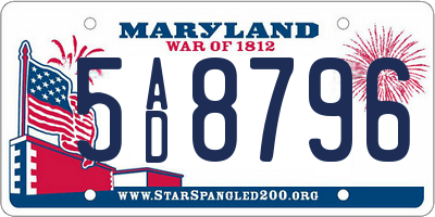 MD license plate 5AD8796