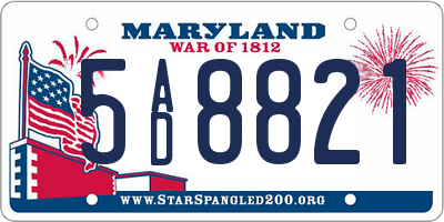 MD license plate 5AD8821