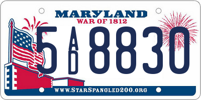MD license plate 5AD8830