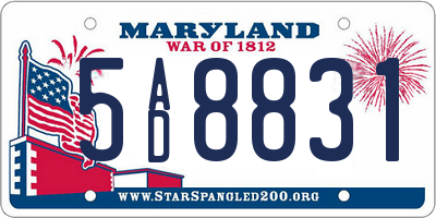 MD license plate 5AD8831