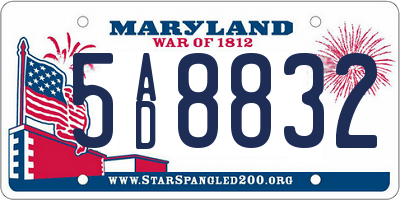MD license plate 5AD8832