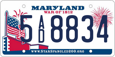 MD license plate 5AD8834