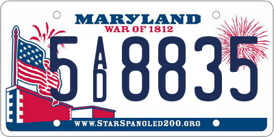 MD license plate 5AD8835