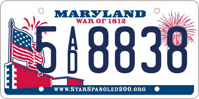 MD license plate 5AD8838