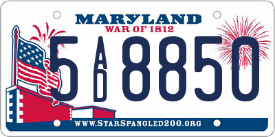 MD license plate 5AD8850