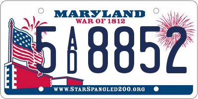 MD license plate 5AD8852