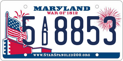 MD license plate 5AD8853