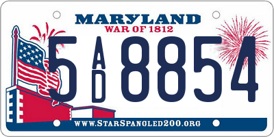 MD license plate 5AD8854