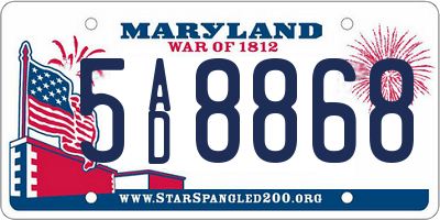 MD license plate 5AD8868