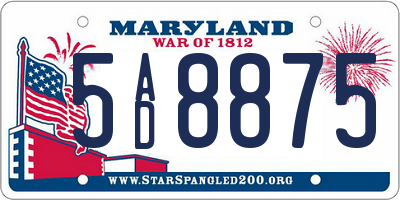 MD license plate 5AD8875