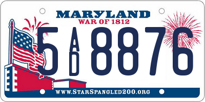 MD license plate 5AD8876