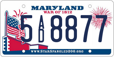 MD license plate 5AD8877