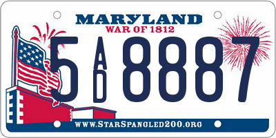 MD license plate 5AD8887