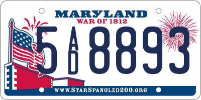 MD license plate 5AD8893