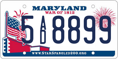 MD license plate 5AD8899
