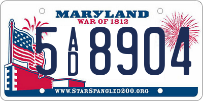 MD license plate 5AD8904