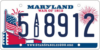 MD license plate 5AD8912