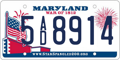 MD license plate 5AD8914
