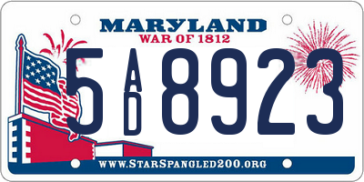 MD license plate 5AD8923