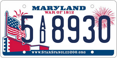 MD license plate 5AD8930