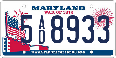 MD license plate 5AD8933