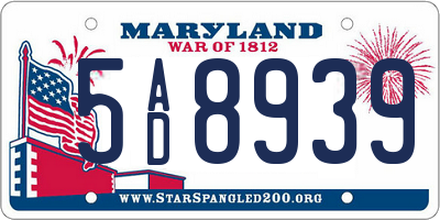 MD license plate 5AD8939