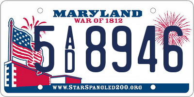 MD license plate 5AD8946