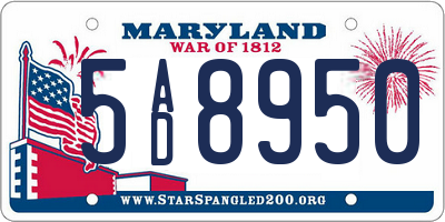 MD license plate 5AD8950