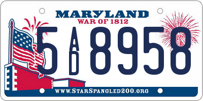 MD license plate 5AD8958