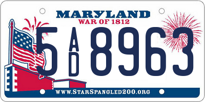 MD license plate 5AD8963