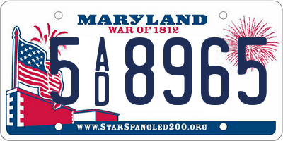MD license plate 5AD8965