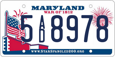 MD license plate 5AD8978