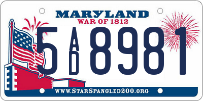 MD license plate 5AD8981