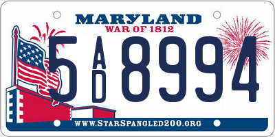 MD license plate 5AD8994