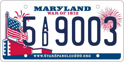 MD license plate 5AD9003