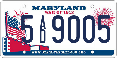 MD license plate 5AD9005