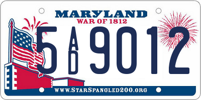 MD license plate 5AD9012