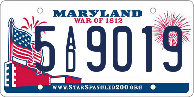 MD license plate 5AD9019